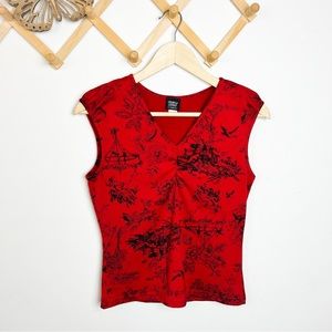 vintage 90’s gathered wallpaper print top